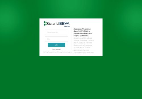 Garanti BBVA Yatırım İnternet Şubesi