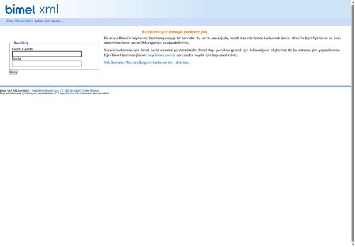 bimel bayi XML servisleri :: Girişi