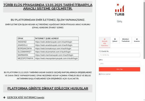 TÜRİB | Elüs Piyasası