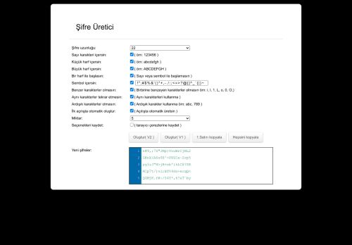 ŞİFRE OLUŞTURUCU - ONLİNE ŞİFRE PAROLA OLUŞTUR