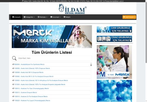 Kimyasallar-Kimyevi Maddeler İldam Lab Malz. Tic.San. A.Ş.
