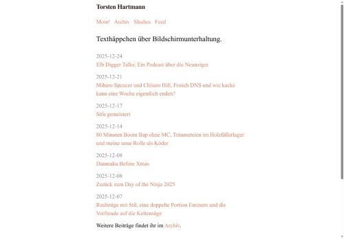 Torsten Hartmann | Texthäppchen über Bildschirmunterhaltung.