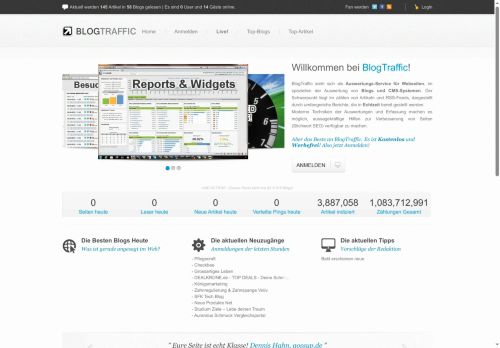 BlogTraffic - SEO, Kostenlose Analysen und Statistiken für Blogs!