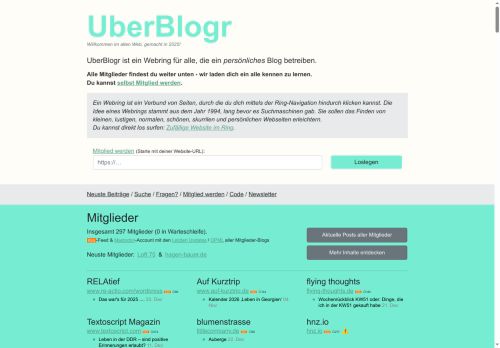 UberBlogr Webring: Startseite
