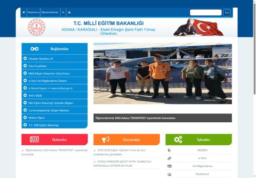 ADANA / KARAİSALI - Etekli Erkeğin Şehit Fatih Yılmaz Ortaokulu