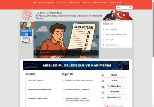 BURSA / YILDIRIM - Şehit Jandarma Komando Er Bahri Avcı Mesleki Eğitim Merkezi