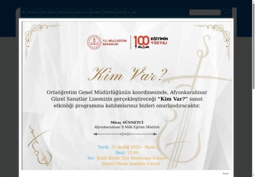 AFYONKARAHİSAR / MERKEZ - Afyonkarahisar Güzel Sanatlar Lisesi