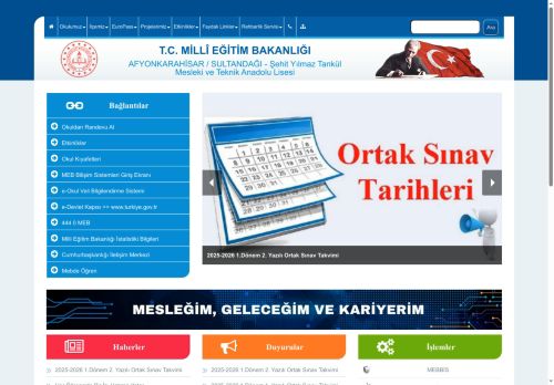 AFYONKARAHİSAR / SULTANDAĞI - Şehit Yılmaz Tankül Mesleki ve Teknik Anadolu Lisesi