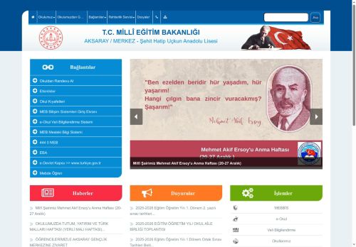 AKSARAY / MERKEZ - Şehit Hatip Uçkun Anadolu Lisesi