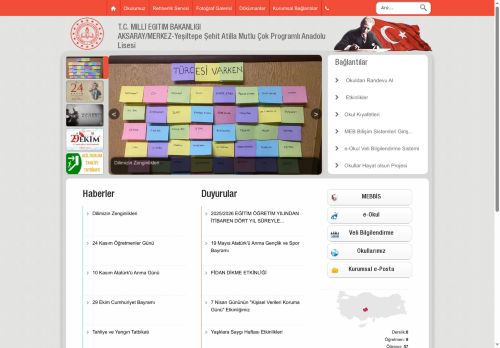 AKSARAY / MERKEZ - Yeşiltepe Şehit Atilla Mutlu Çok Programlı Anadolu Lisesi