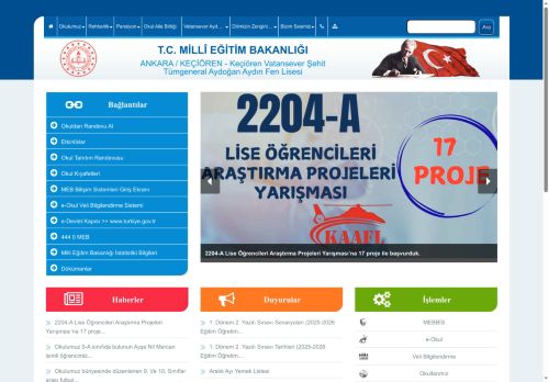 ANKARA / KEÇİÖREN - Keçiören Vatansever Şehit Tümgeneral Aydoğan Aydın Fen Lisesi