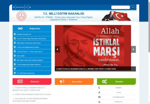 ANTALYA / FİNİKE - Finike Hacı Abdullah Onur Özel Eğitim Uygulama Okulu I. Kademe