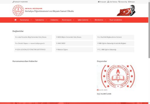 ANTALYA / BÜYÜKŞEHİR - Antalya Öğretmenevi ve Akşam Sanat Okulu