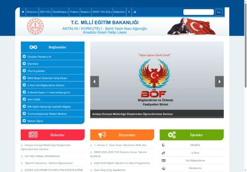 ANTALYA / KORKUTELİ - Şehit Yasin Naci Ağaroğlu Anadolu İmam Hatip Lisesi