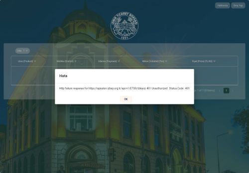 İzmir Ticaret Borsası Web Salon Satış