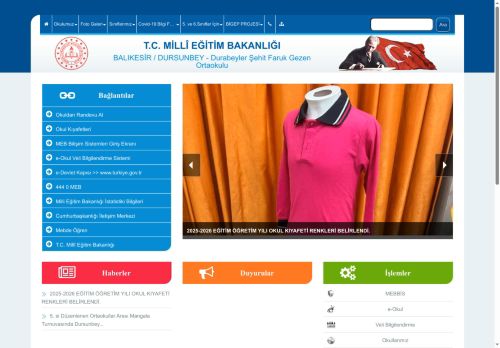 BALIKESİR / DURSUNBEY - Durabeyler Şehit Faruk Gezen Ortaokulu