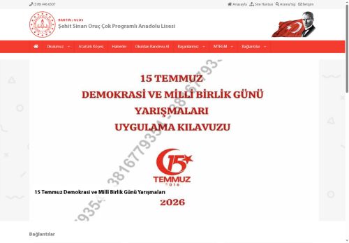 BARTIN / ULUS - Şehit Sinan Oruç Çok Programlı Anadolu Lisesi