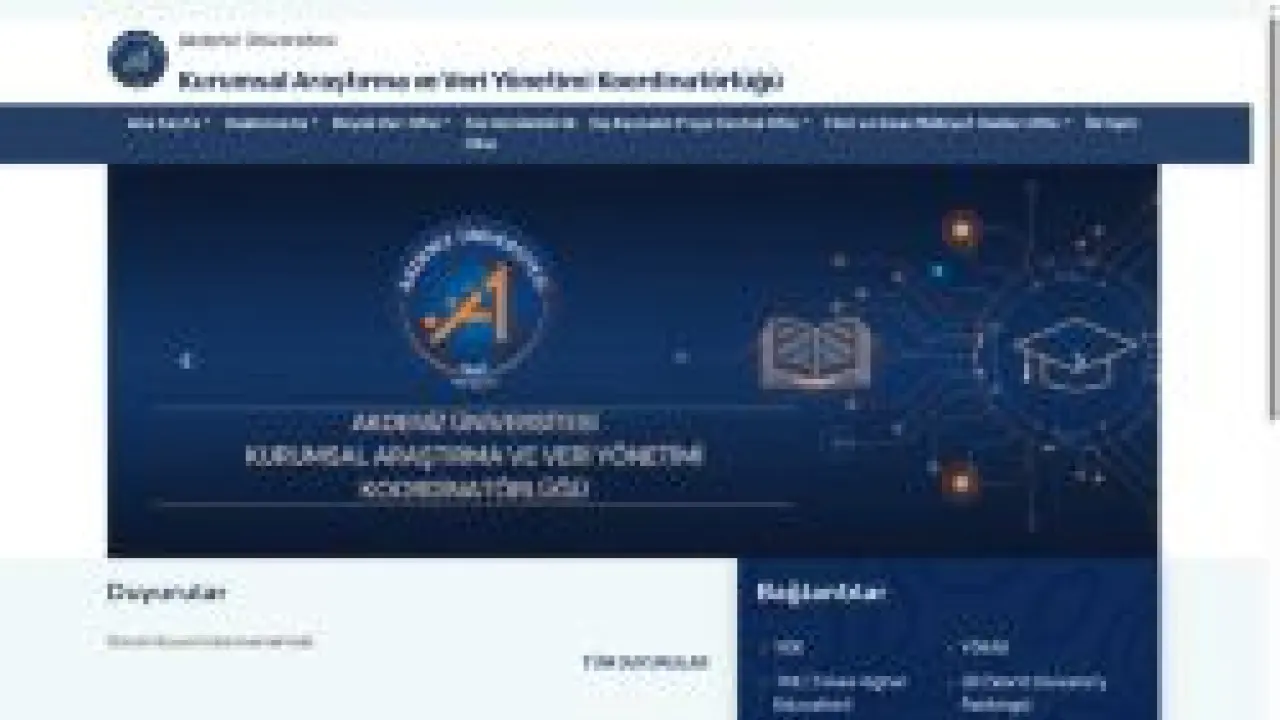 Kurumsal Araştırma ve Veri Yönetimi Koordinatörlüğü-Ana Sayfa