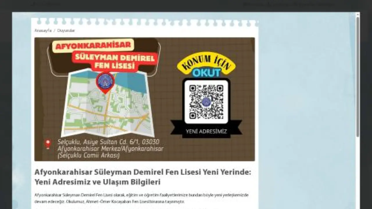 Süleyman Demirel Fen Lisesi - AFYONKARAHİSAR / MERKEZ
