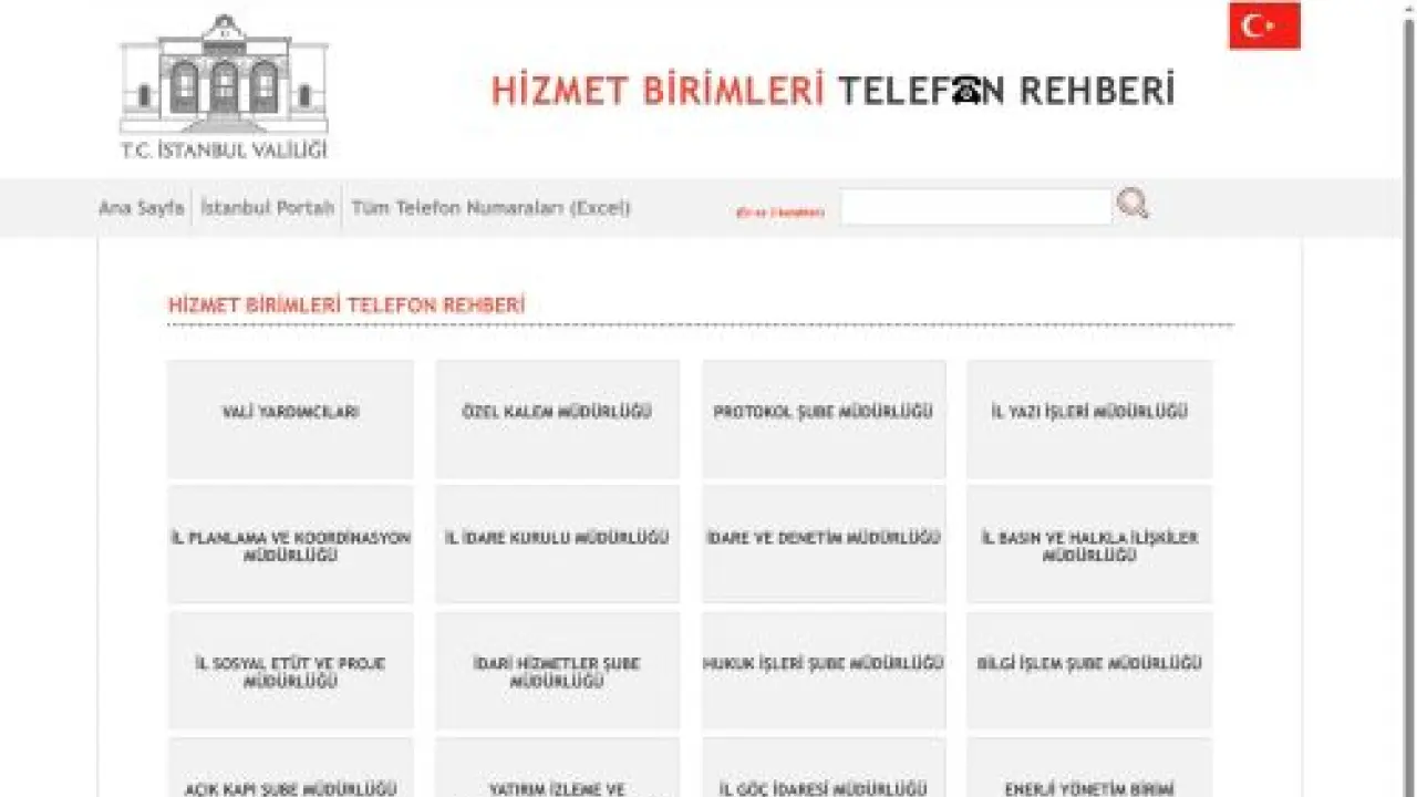 Telefon Rehberi - T.C. İstanbul Valiliği
