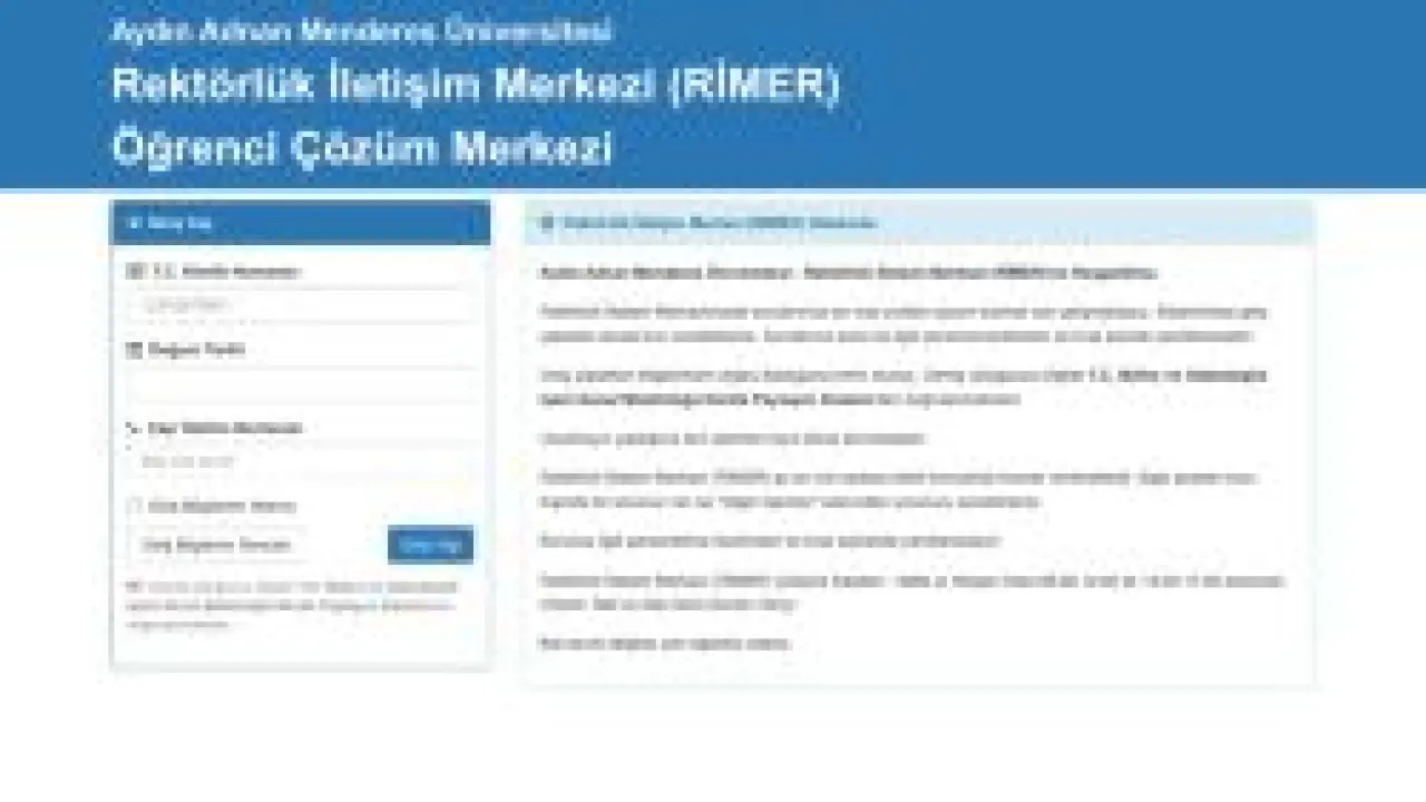 Öğrenci Çözüm Merkezi - ADÜ Rektörlük İletişim Merkezi (RİMER)