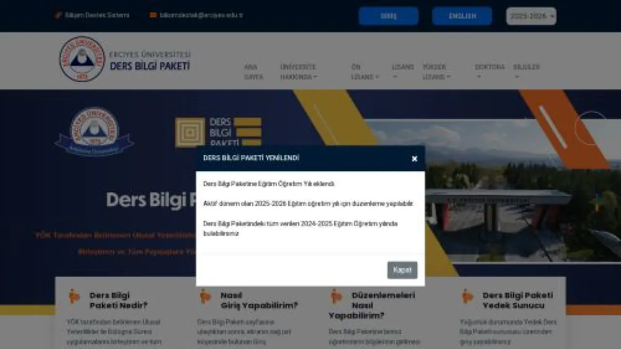 Info Package - ERÜ | Ders Bilgi Paketi