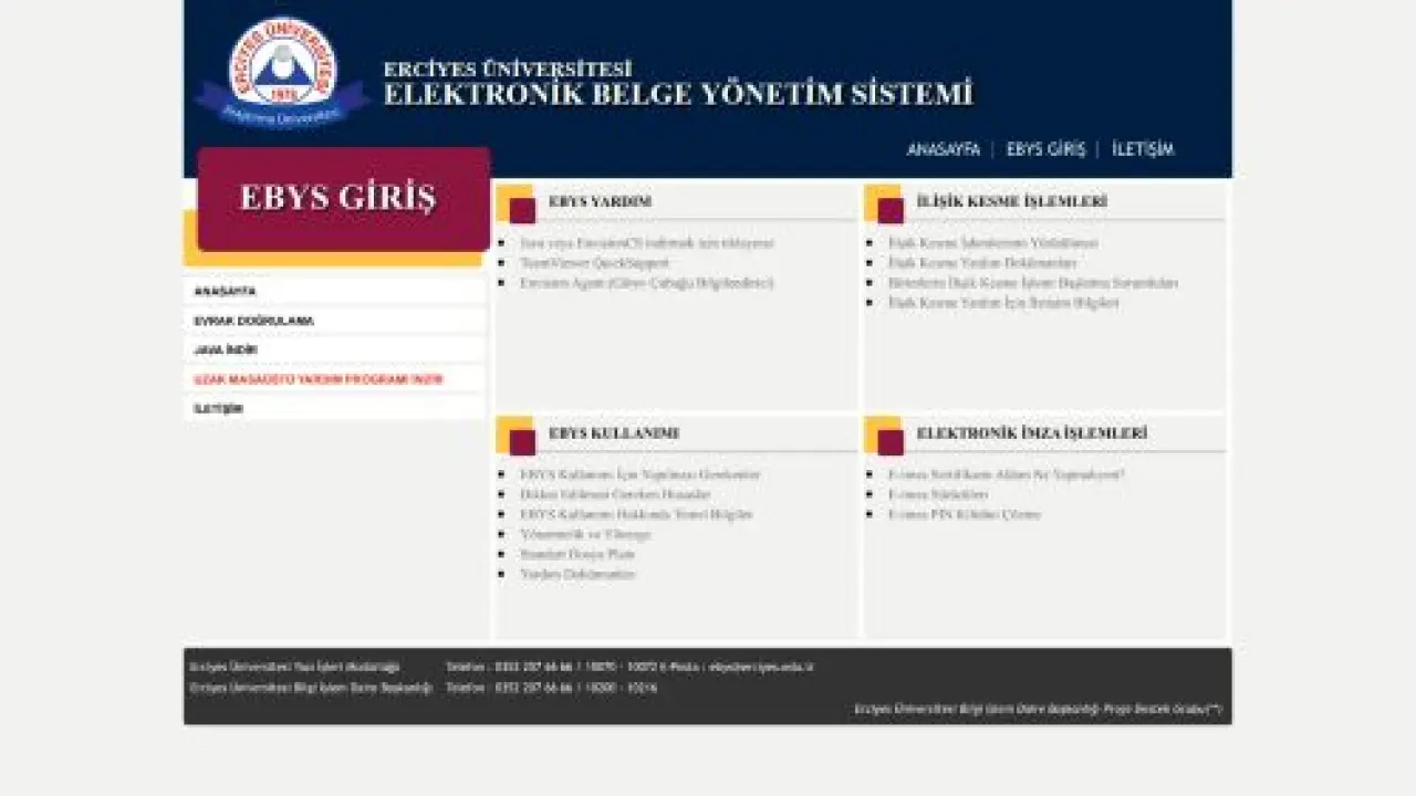 EBYS / Erciyes Üniversitesi Elektronik Belge Yönetim Sistemi
