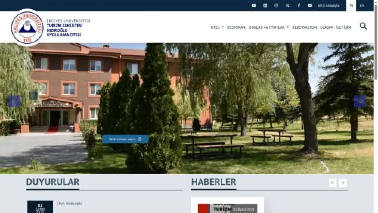Turizm Fakültesi Hızıroğlu Uygulama Oteli - ERÜ