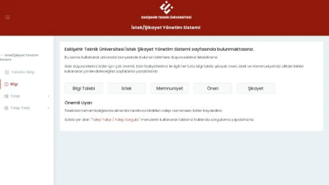 İstek Şikayet Yönetim Sistemi - ESTÜ