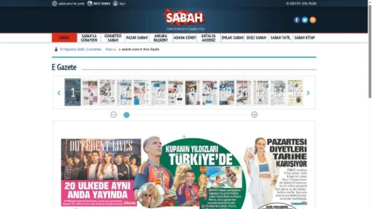 Bugünkü Sabah Gazetesi Manşeti - Sabah - E-Gazete