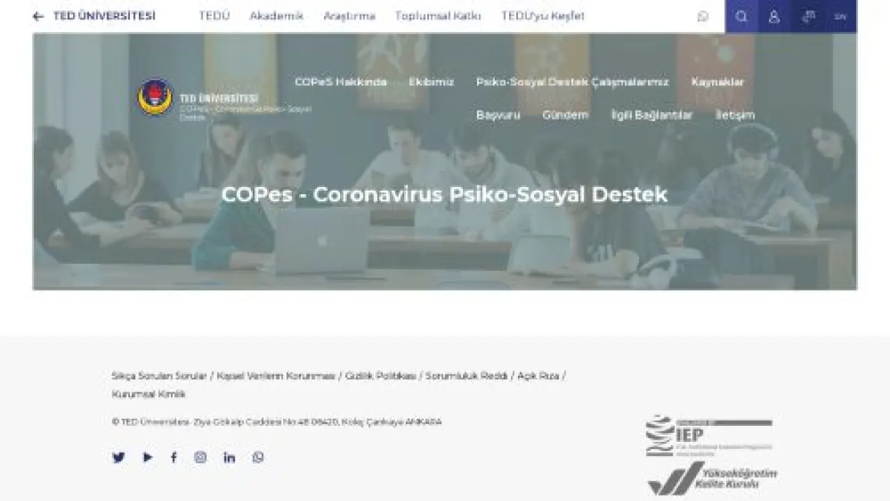 Coronavirus Psiko-Sosyal Destek | TED Üniversitesi - COPes