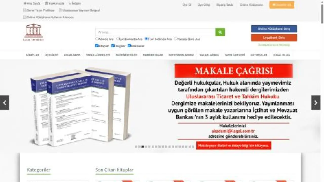 Legal Yayınevi - Legal Yayınevi - Hukuk Kitapları ve Dergileri - E-Kitap / E-Dergi / Online Kitap / Online Dergi / Basılı Yayın