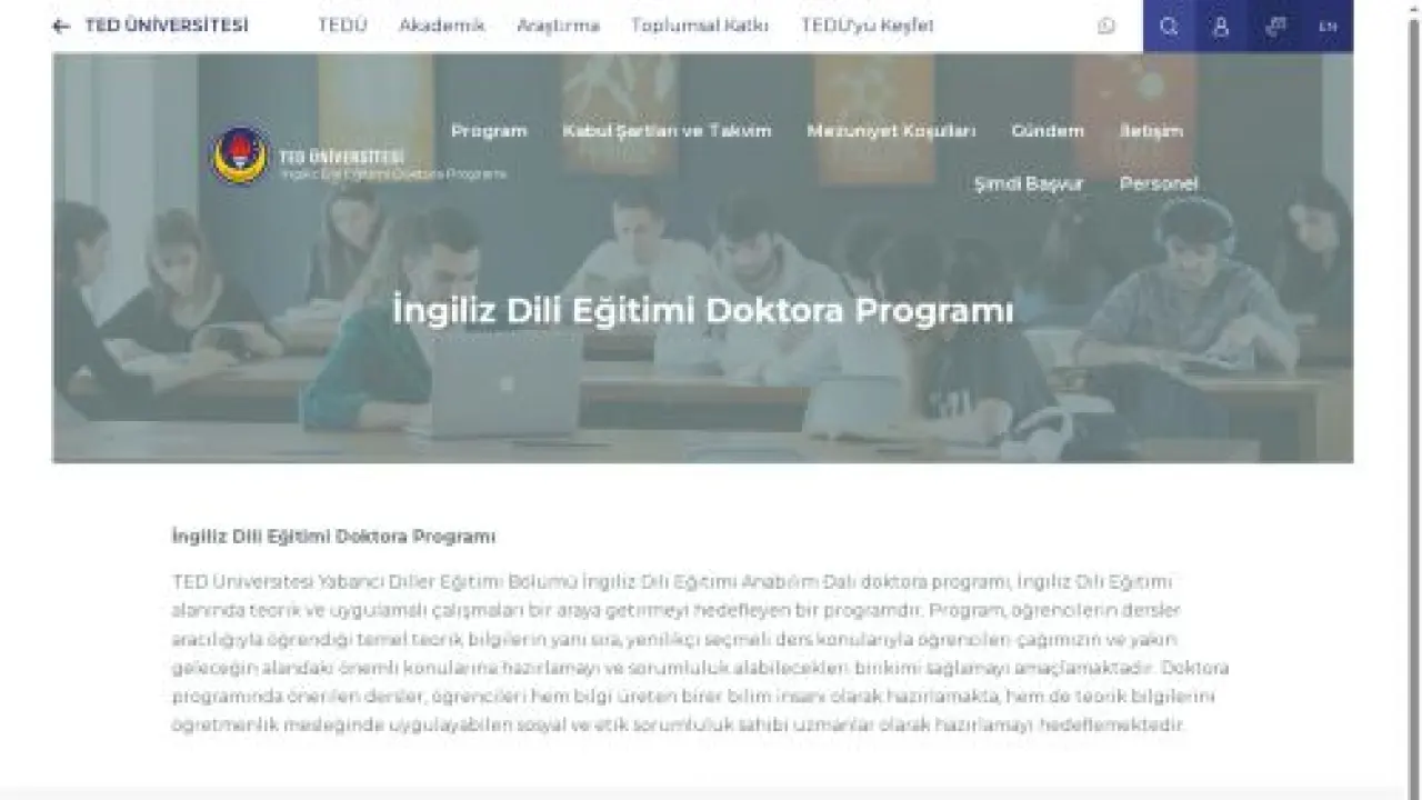 İngiliz Dili Eğitimi Doktora Programı | TED Üniversitesi