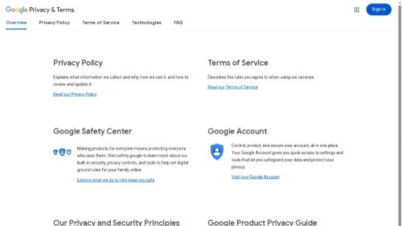 Gizlilik ve Şartlar – Google