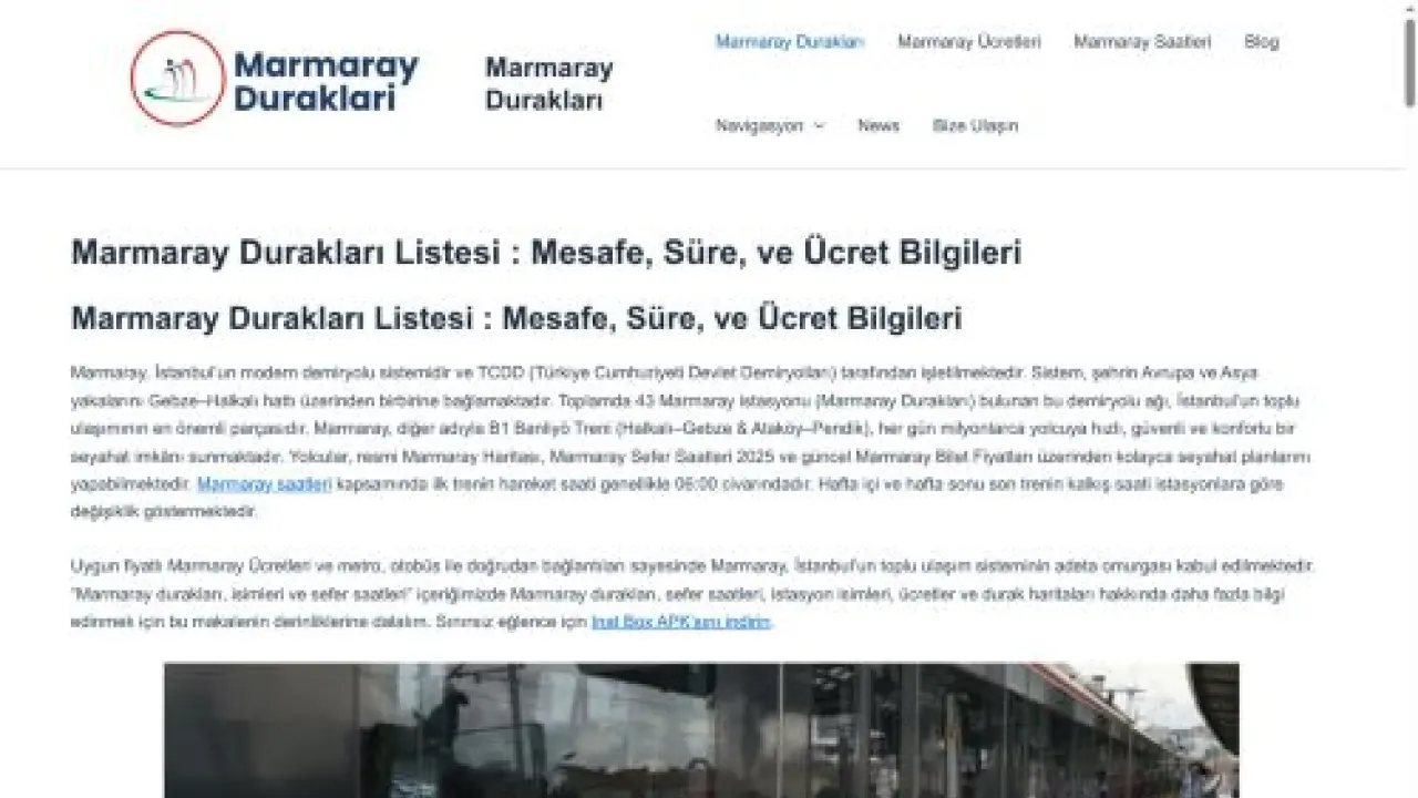 Marmaray Durakları 2025|Sefer Saatleri, Güzergah ve Ücretler