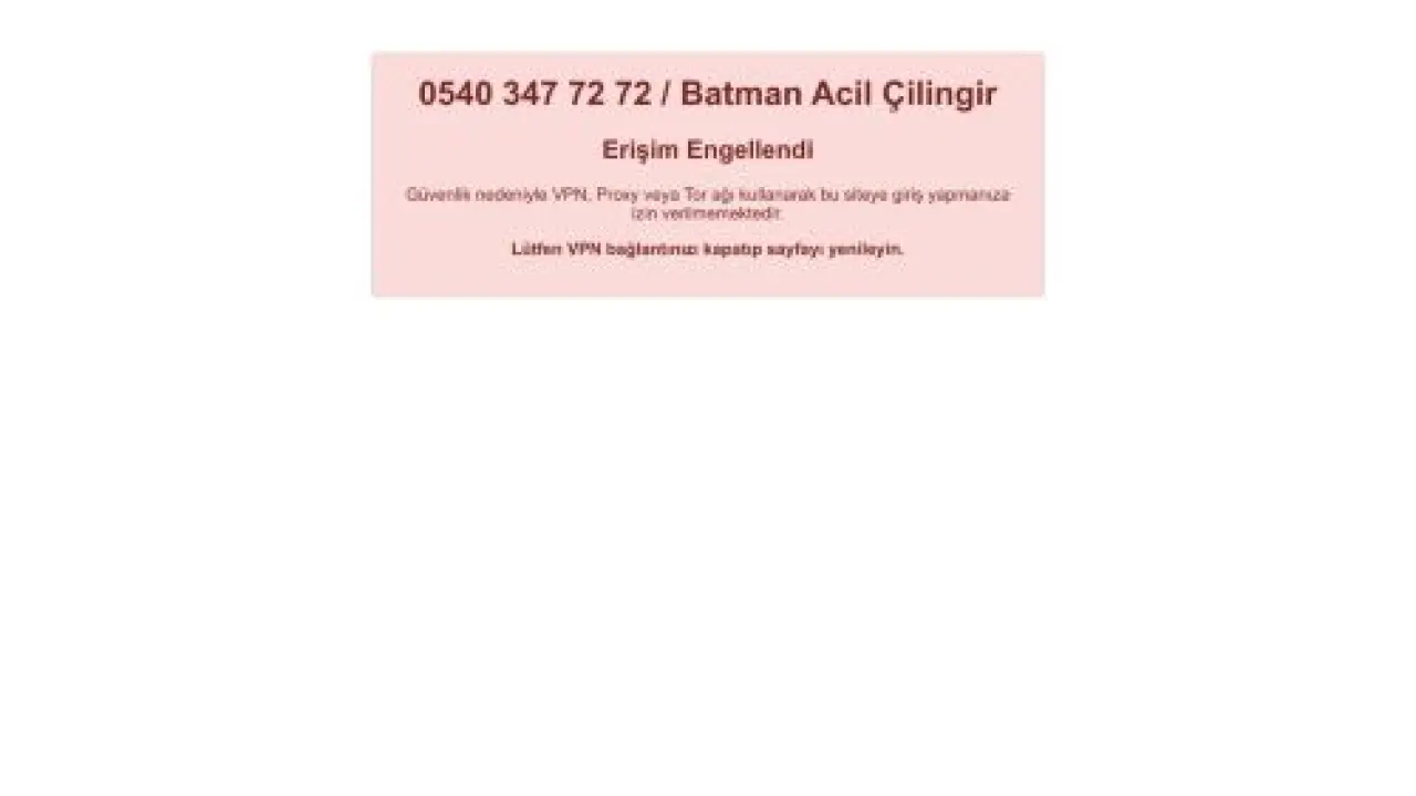 15 Dakikada Kapıdayız | 0540 347 72 72 - Batman Çilingir