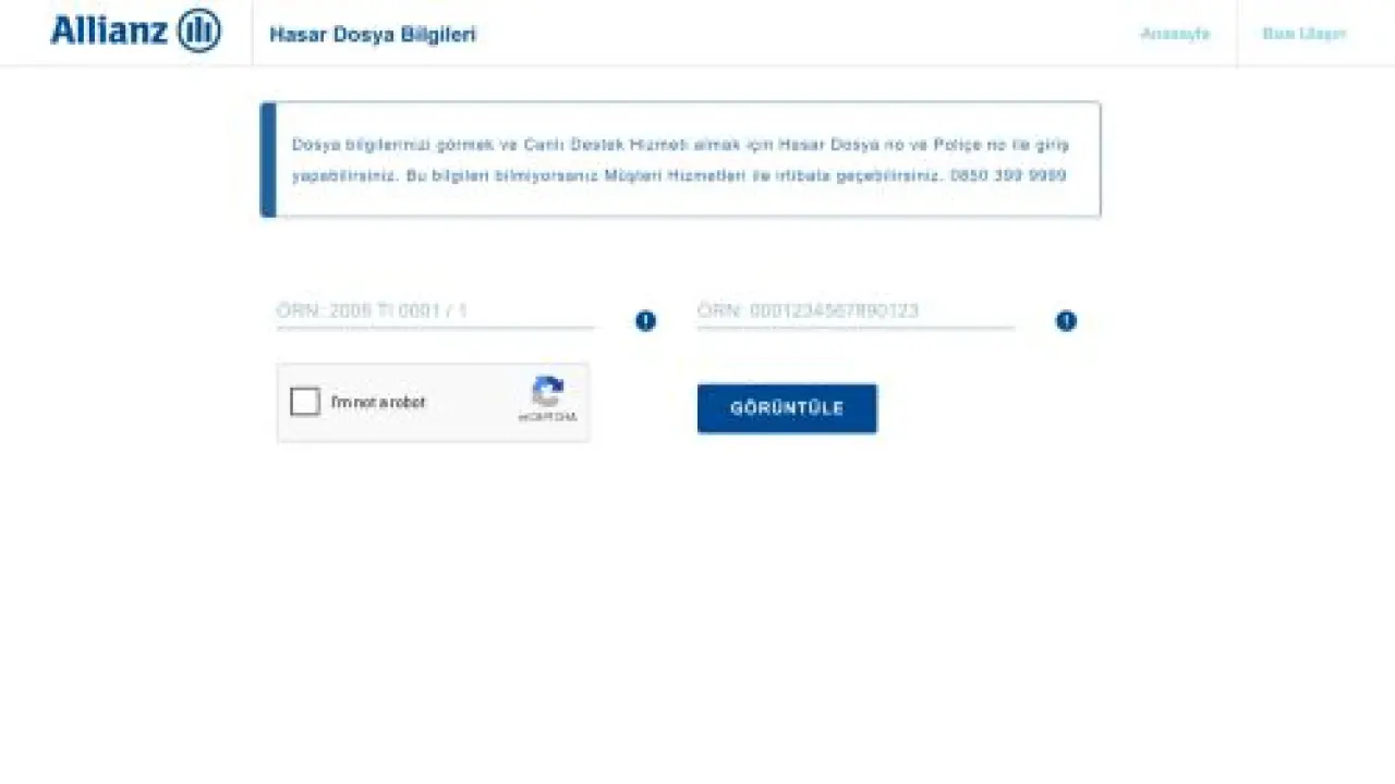 Hasar Dosya Durumu Görüntüleme | Allianz