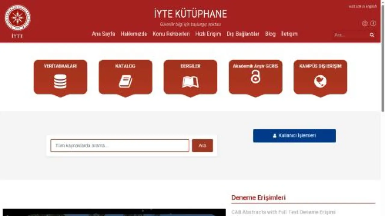 Kütüphane ve Dokümantasyon Daire Başkanlığı – İzmir Yüksek Teknoloji Enstitüsü