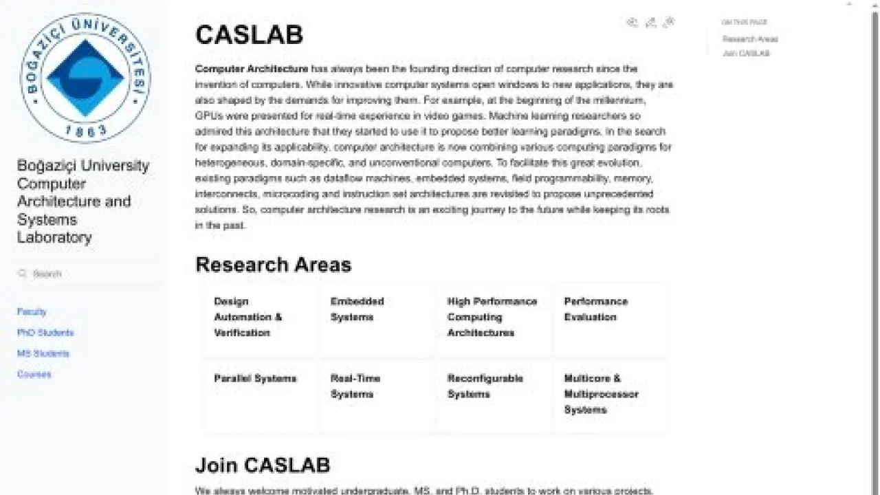 Boğaziçi University Computer Architecture and Systems Laboratory