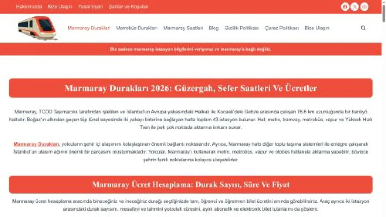 Marmaray Duraklari - BİZE ULAŞIN