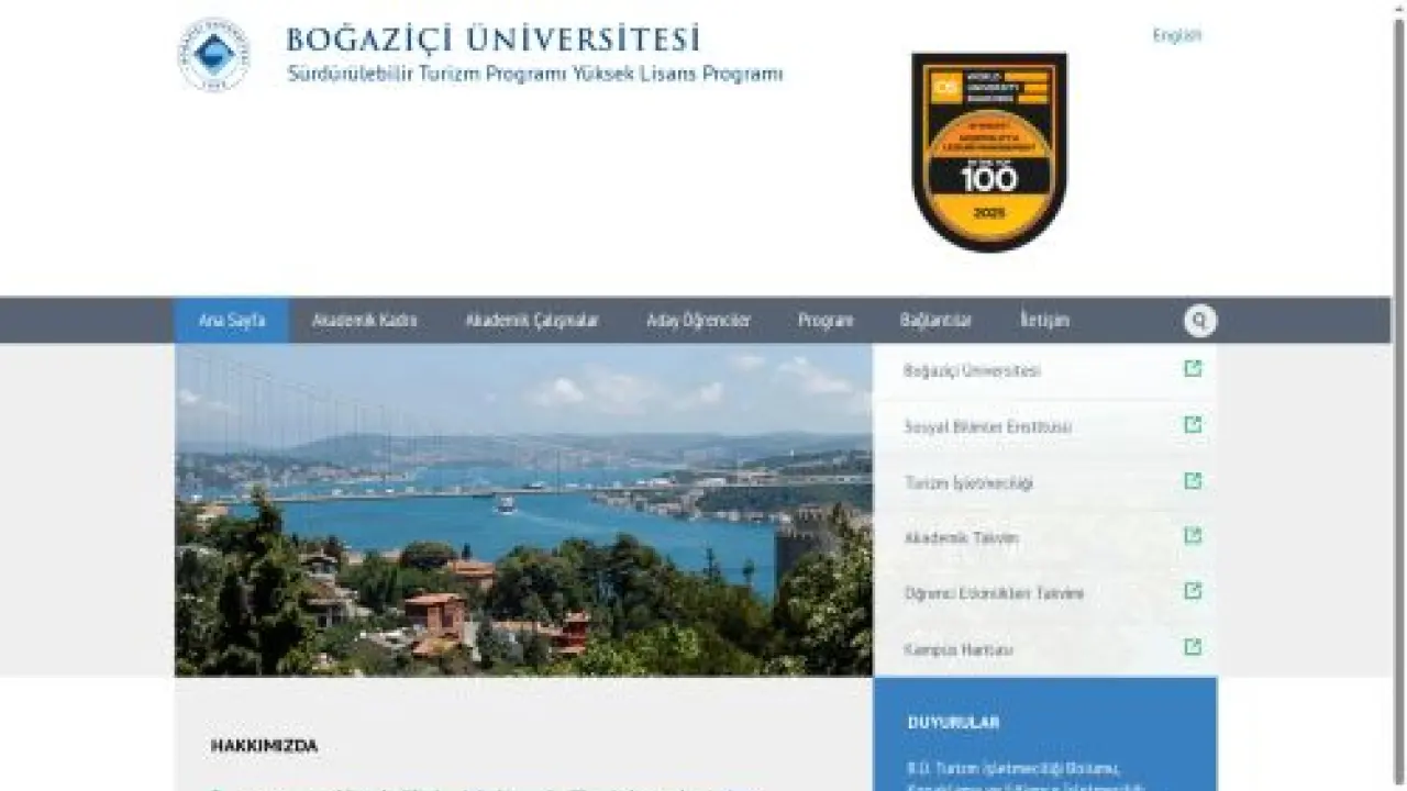Ders İçerikleri | Sürdürülebilir Turizm Programı Yüksek Lisans Programı