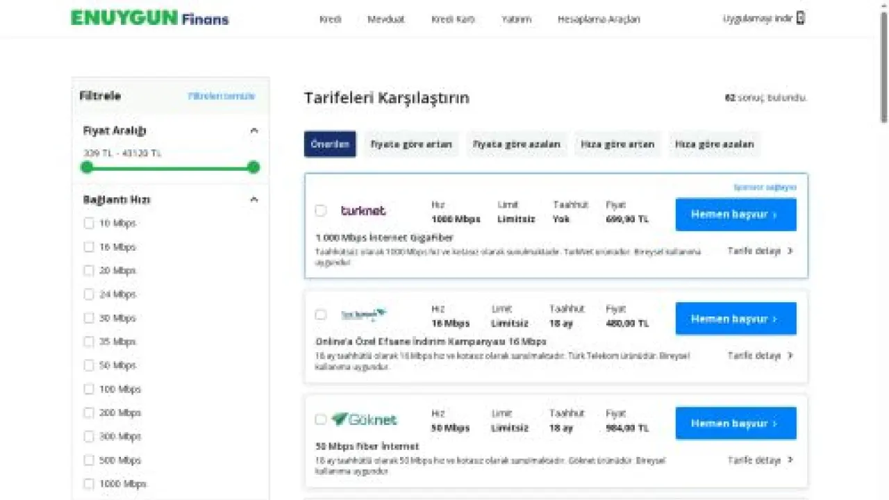 İnternet Bağlantısı Tarifeleri ve Ev İnternet Paketleri