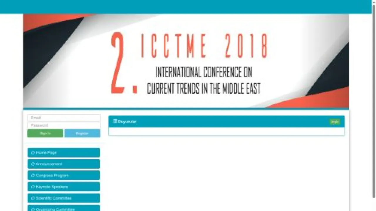 The Second International Conference On Current Trends In The Middle East (ICCTME2018)