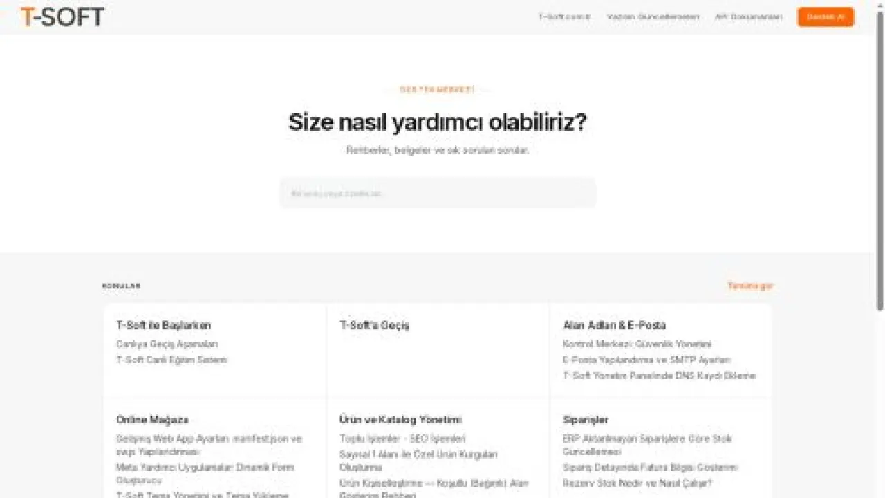 T-Soft Destek Sistemi