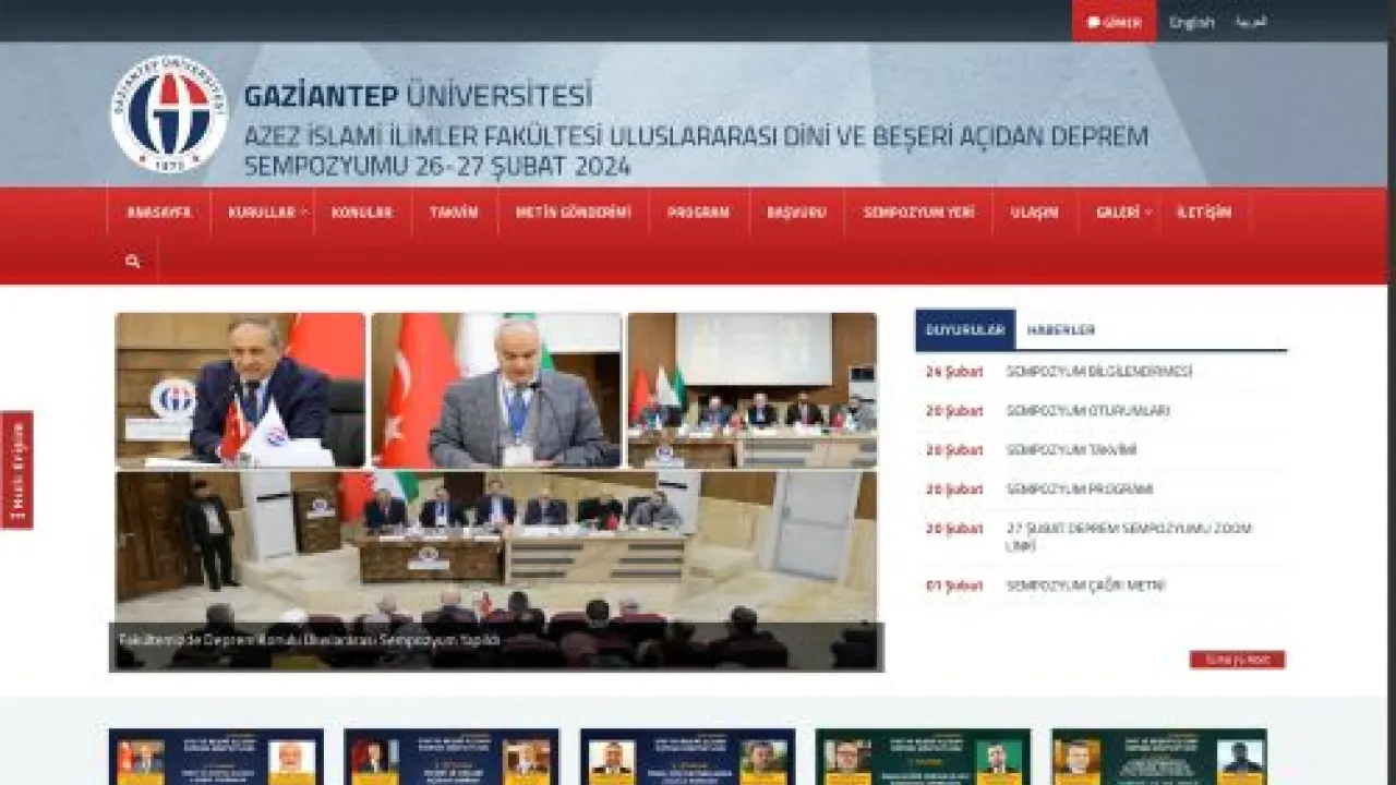 AZEZ İSLAMİ İLİMLER FAKÜLTESİ ULUSLARARASI DİNİ VE BEŞERİ AÇIDAN DEPREM SEMPOZYUMU 26-27 ŞUBAT 2024