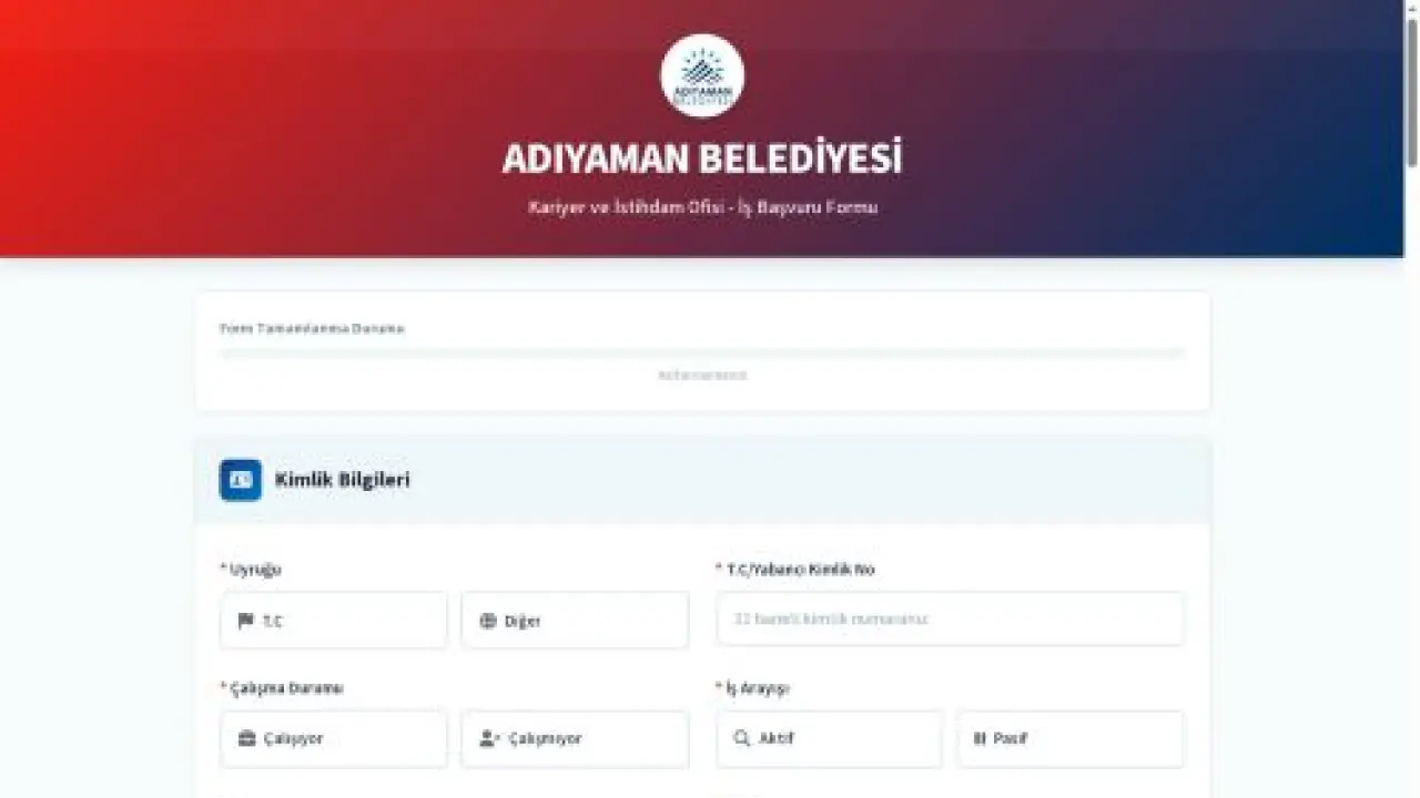 İş Başvuru Formu | Adıyaman Belediyesi