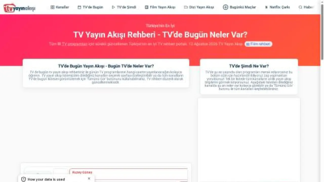 Televizyon Programları - TV Yayın Akışı - TV de Bugün - Güncel TV Rehberi