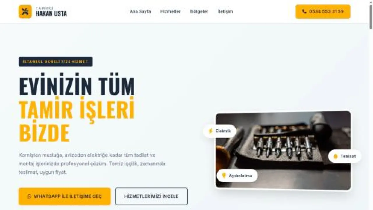 İstanbul Korniş, Avize, Elektrik ve Tesisat Ustası | 0534 553 31 59 - Tamirci Hakan Usta