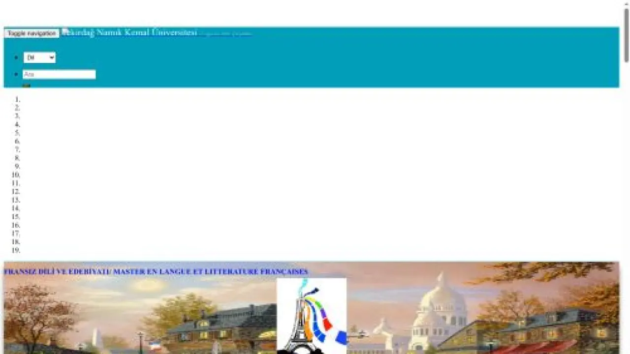 FRANSIZ DİLİ VE EDEBİYATI/ MASTER EN LANGUE ET LITTERATURE FRANÇAISES