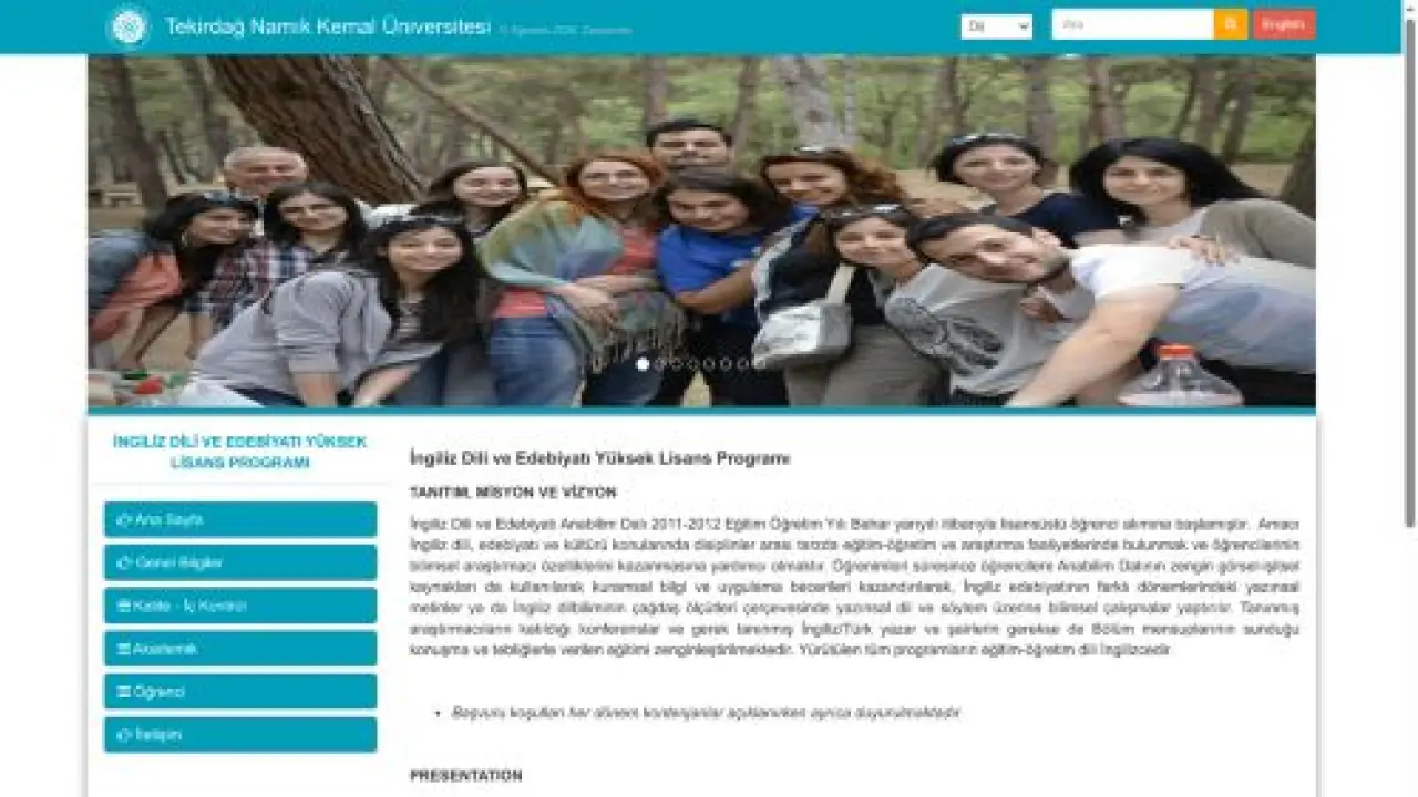 İNGİLİZ DİLİ VE EDEBİYATI YÜKSEK LİSANS PROGRAMI